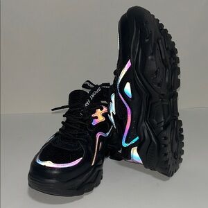 Black and Iridescent Sporty Sneakers